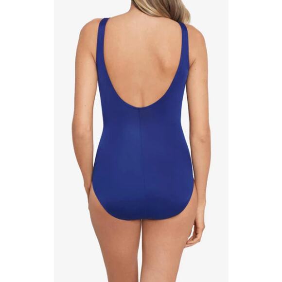 Miraclesuit Swimsuit Oceanus Padded Soft Bra Ruched One Piece Blue Size 16 - Picture 10 of 10